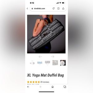 New Kindfolk XL Yoga Mat Duffel Bag Black/White Elephant Parade Pattern